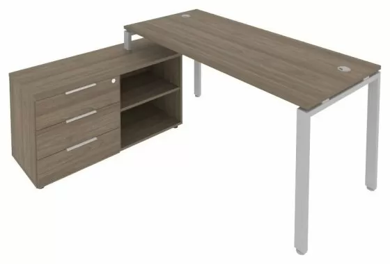 Рабочая станция с опорной тумбой левая