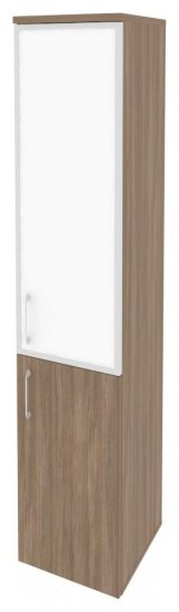 Шкаф высокий узкий правый белое стекло
