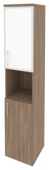 Шкаф высокий узкий правый белое стекло