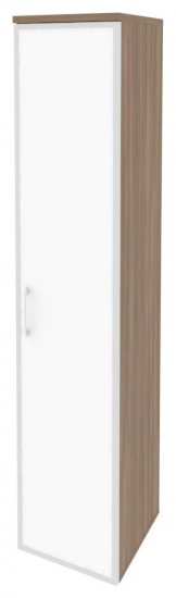 Шкаф высокий узкий правый белое стекло