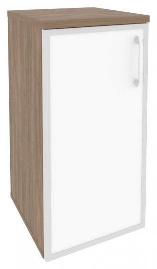 Шкаф низкий узкий левый белое стекло