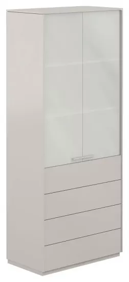 Шкаф высокий со стеклом мат. 4 ящ.