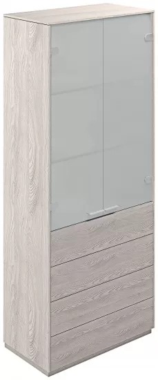 Шкаф высокий со стеклом мат. 4 ящ.