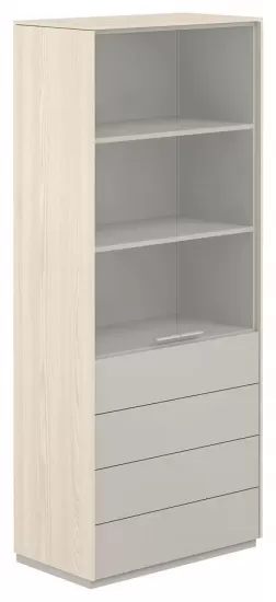 Шкаф высокий со стеклом прозр. 4 ящ.