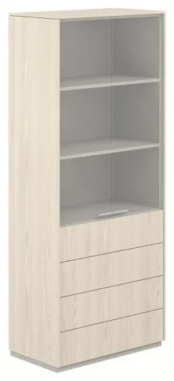 Шкаф высокий со стеклом прозр. 4 ящ.