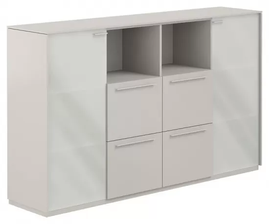 Шкаф средний со стеклом мат. 4 ящ.