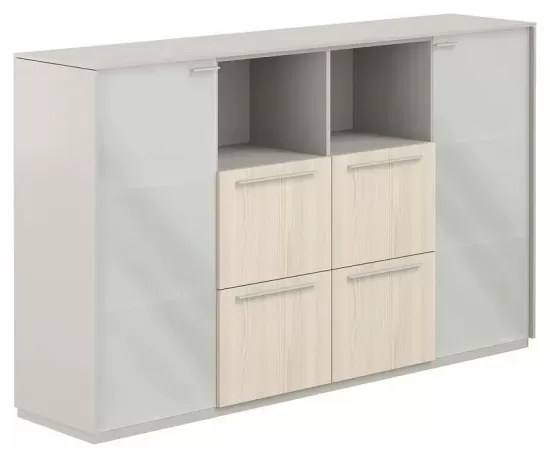 Шкаф средний со стеклом мат. 4 ящ.