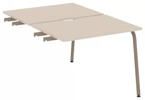 Двойной стол приставка к опорным тумбам с вырезом на круглой трубе