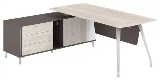 Стол руководителя на опорной тумбе левый