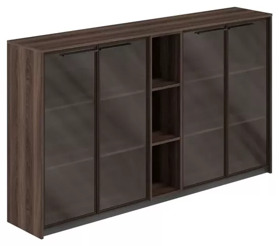 Шкаф средний со стеклом (2 шт) со стеллажом