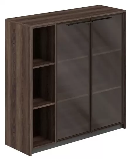 Шкаф средний со стеклом со стеллажом левый